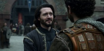 Movie still from “Vikings: Valhalla” (2022), created by Jeb Stuart – Close Up shot, Over the shoulder angle