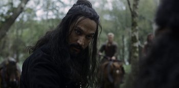 Movie still from “Vikings: Valhalla” (2022), created by Jeb Stuart – Close Up shot, Over the shoulder angle