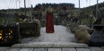Movie still from “Vikings: Valhalla” (2022), created by Jeb Stuart – Wide shot, Low angle