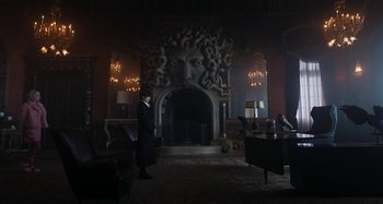 Movie still from “Wednesday” (2022), created by Miles Millar – Extreme Wide shot, Over the shoulder angle