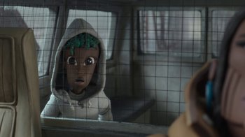 Movie still from “Wendell & Wild” (2022), directed by Henry Selick – Close Up shot, High angle