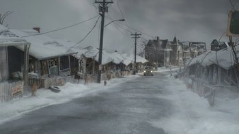 Movie still from “Wendell & Wild” (2022), directed by Henry Selick – Extreme Wide shot, High angle