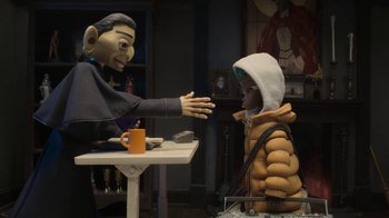 Movie still from “Wendell & Wild” (2022), directed by Henry Selick – Medium shot, Over the shoulder angle