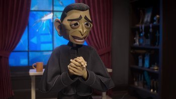 Movie still from “Wendell & Wild” (2022), directed by Henry Selick – Close Up shot, Over the shoulder angle