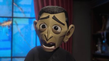 Movie still from “Wendell & Wild” (2022), directed by Henry Selick – Close Up shot, Low angle