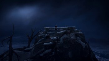 Movie still from “Wendell & Wild” (2022), directed by Henry Selick – Extreme Wide shot, High angle