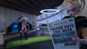 Movie still from “Wendell & Wild” (2022), directed by Henry Selick – Extreme Close Up shot, Low angle