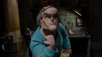 Movie still from “Wendell & Wild” (2022), directed by Henry Selick – Close Up shot, Low angle