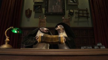 Movie still from “Wendell & Wild” (2022), directed by Henry Selick – Medium shot, Low angle