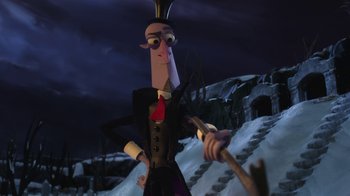 Movie still from “Wendell & Wild” (2022), directed by Henry Selick – Medium shot, Low angle