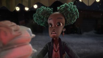 Movie still from “Wendell & Wild” (2022), directed by Henry Selick – Close Up shot, Over the shoulder angle