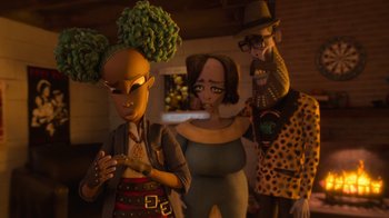 Movie still from “Wendell & Wild” (2022), directed by Henry Selick – Medium shot, Over the shoulder angle