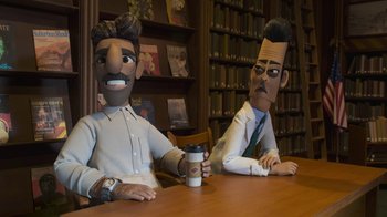 Movie still from “Wendell & Wild” (2022), directed by Henry Selick – Medium shot, Low angle