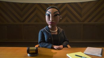 Movie still from “Wendell & Wild” (2022), directed by Henry Selick – Medium shot, Low angle