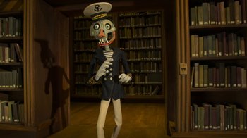 Movie still from “Wendell & Wild” (2022), directed by Henry Selick – Medium shot, Low angle