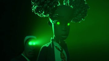 Movie still from “Wendell & Wild” (2022), directed by Henry Selick – Close Up shot, Low angle