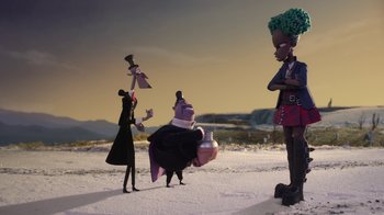 Movie still from “Wendell & Wild” (2022), directed by Henry Selick – Wide shot, Low angle