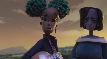 Movie still from “Wendell & Wild” (2022), directed by Henry Selick – Medium shot, Low angle