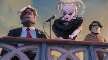 Movie still from “Wendell & Wild” (2022), directed by Henry Selick – Medium shot, Low angle