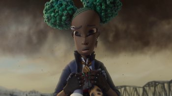 Movie still from “Wendell & Wild” (2022), directed by Henry Selick – Close Up shot, Low angle