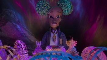 Movie still from “Wendell & Wild” (2022), directed by Henry Selick – Medium shot, Low angle