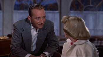 Movie still from “White Christmas” (1954), directed by Michael Curtiz – A man and a woman talking to each other; Close Up shot, Over the shoulder angle