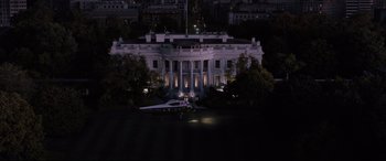 Movie still from “White House Down” (2013), directed by Roland Emmerich – An aerial view of the white house lit up at night; Extreme Wide shot, High angle