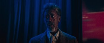 Movie still from “White Noise” (2022), directed by Noah Baumbach – Close Up shot, Low angle