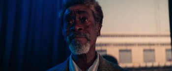 Movie still from “White Noise” (2022), directed by Noah Baumbach – Close Up shot, Low angle