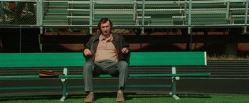 Movie still from “White Noise” (2022), directed by Noah Baumbach – Medium shot, Low angle