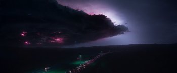 Movie still from “White Noise” (2022), directed by Noah Baumbach – Extreme Wide shot, Low angle