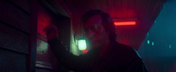 Movie still from “White Noise” (2022), directed by Noah Baumbach – Close Up shot, Low angle