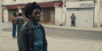 Movie still from “Small Axe” (2020), directed by Steve McQueen – Medium shot, Over the shoulder angle