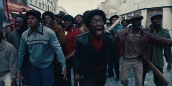 Movie still from “Small Axe” (2020), directed by Steve McQueen – Medium shot, High angle