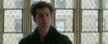 Movie still from “tick, tick... BOOM!” (2021), directed by Lin-Manuel Miranda – A person wearing a sweater; Close Up shot, Over the shoulder angle