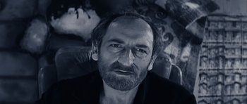 Movie still from “Solaris” (1972), directed by Andrei Tarkovsky – Black and white photograph of a man with a beard; Close Up shot, Low angle