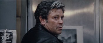 Movie still from “Solaris” (1972), directed by Andrei Tarkovsky – A person wearing a leather jacket; Close Up shot, Low angle