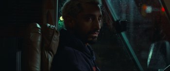 Movie still from “Sound of Metal” (2019), directed by Darius Marder – A person wearing a jacket; Close Up shot, Low angle