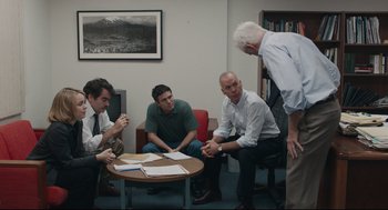 Movie still from “Spotlight” (2015), directed by Tom McCarthy – Medium shot, High angle