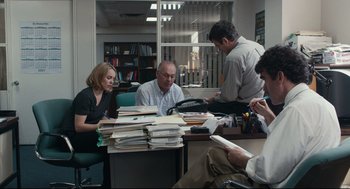 Movie still from “Spotlight” (2015), directed by Tom McCarthy – Medium shot, High angle
