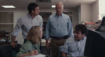 Movie still from “Spotlight” (2015), directed by Tom McCarthy – Medium shot, Low angle