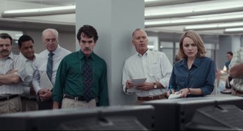 Movie still from “Spotlight” (2015), directed by Tom McCarthy – Medium shot, Low angle