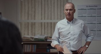 Movie still from “Spotlight” (2015), directed by Tom McCarthy – Medium shot, Low angle