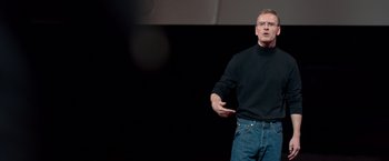 Movie still from “Steve Jobs” (2015), directed by Danny Boyle – Medium shot, Low angle