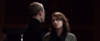 Movie still from “Steve Jobs” (2015), directed by Danny Boyle – Close Up shot, Over the shoulder angle