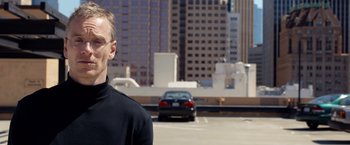 Movie still from “Steve Jobs” (2015), directed by Danny Boyle – Medium shot, Low angle