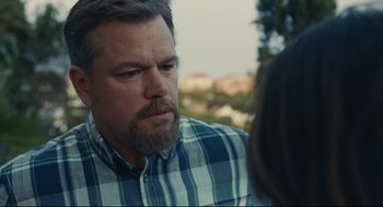 Movie still from “Stillwater” (2021), directed by Tom McCarthy – A person talking to another person; Close Up shot, Over the shoulder angle