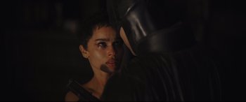 Movie still from “The Batman” (2022), directed by Matt Reeves – A woman's face and a man's face; Close Up shot, Over the shoulder angle