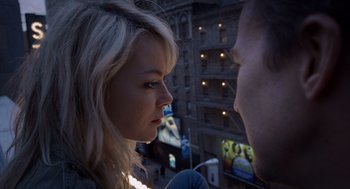 Movie still from “Birdman or (The Unexpected Virtue of Ignorance)” (2014), directed by Alejandro G. Iñárritu – A man and a woman looking at each other; Close Up shot, Over the shoulder angle