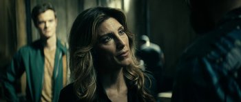 Movie still from “The Boys” (2019), created by Eric Kripke – A person with long hair; Close Up shot, Low angle